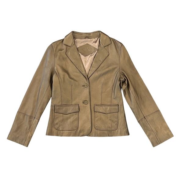 CAbi Metallic Gold Leather Blazer Jacket - SIZE 8 - Picture 2 of 11